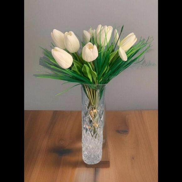 Atlantis Crystal Flower Vase 10.5" Tall ATL14 Collection Vintage MCM Tube - Picture 2 of 15